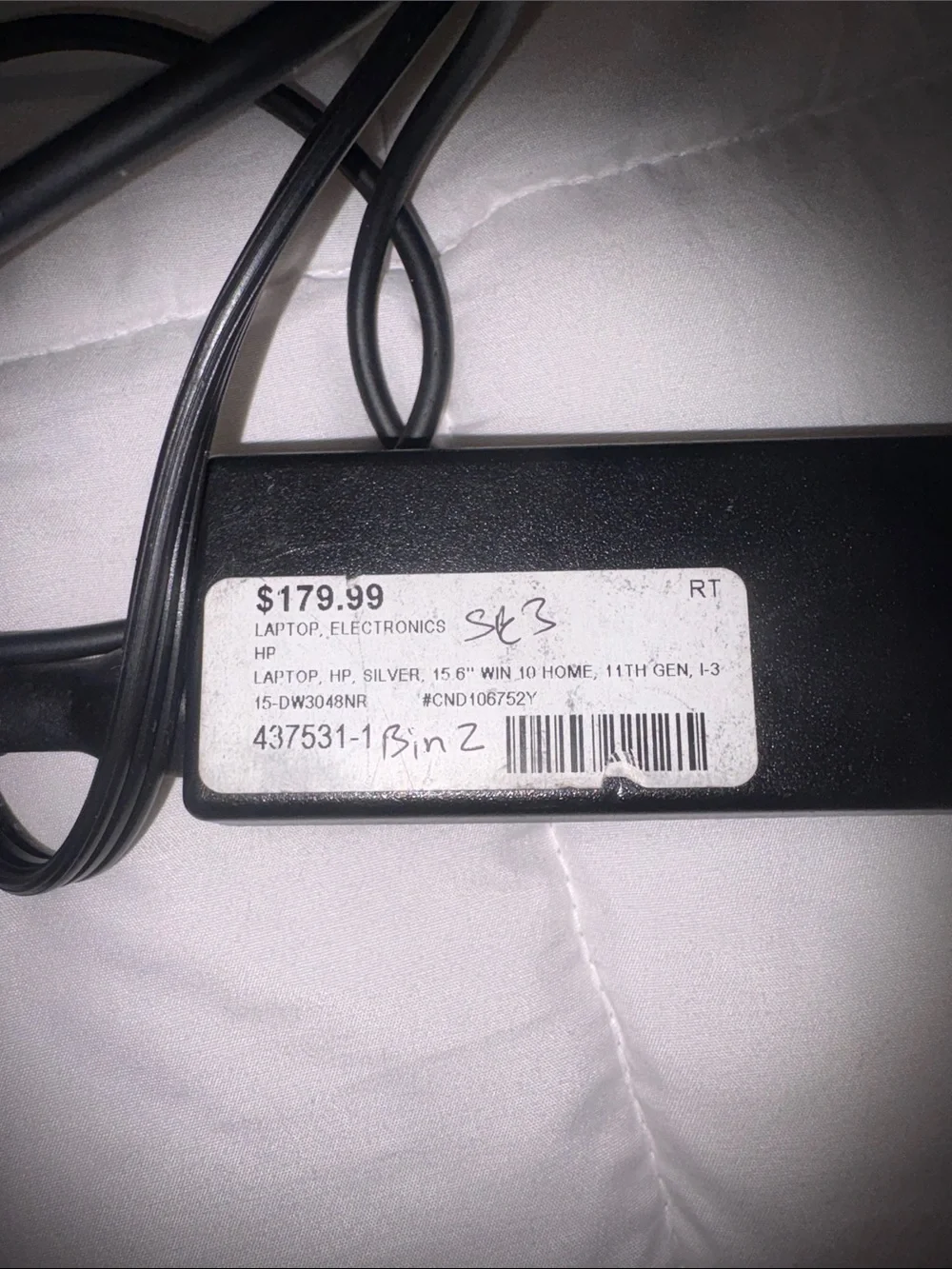 HP Silver Laptop with Charger and Sticker Accents